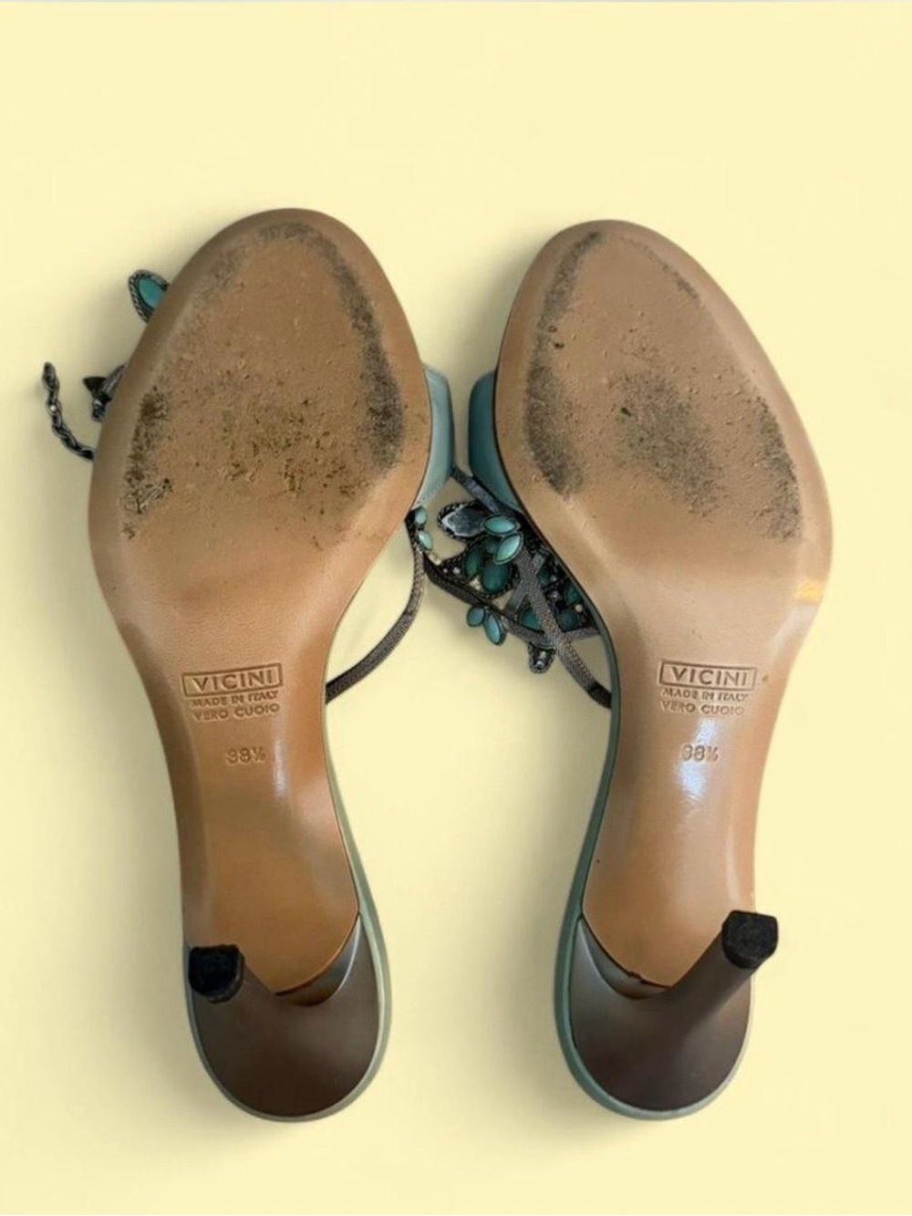 Giuseppe Zanotti Turquoise Butterfly Jeweled Heeled Sandals - Picture 3 of 4